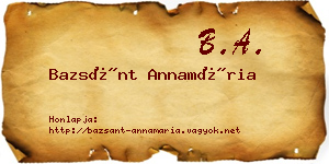 Bazsánt Annamária névjegykártya